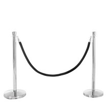 US Weight - U2140 프리미어 크롬 포스트 및 블랙 벨벳 로프 군중 제어 기둥, 2 Pack, Chrome Stanchion