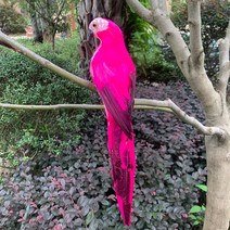 쇼파뒤 카페 인테리어 가게오픈 개업 결혼 선물 노호혼 재물복 시뮬레이션 앵무새 정원 장식 크리에이티브 잔디 입상 2535cm 동물 조류 야외 파티 소품, [01] 35cm, [05] rose Red