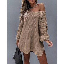 스웨터 데일리 긴 소매 슬릿 라운드 넥 캐주얼 풀오버 솔리드 컬러 니트
