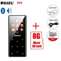 무손실음원플레이어 ruizu d29 블루투스 mp3 플레이어 휴대용 오디오 8gb 음악, 블랙 추가 8g tf 카드, 16 기가 바이트