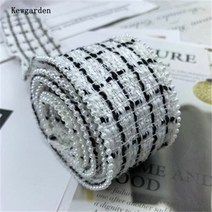 비딩 테이프 셀프 웨딩 드레스 댄스복 부자재 큐가든 50mm 2quot 격자 무늬 리넨 비드 테두리 리본 diy bowknot 헤어 액세서리 바느질 재료 만들기 수제 공예 5, 하얀