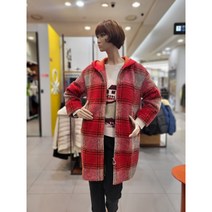 [W몰 베네통] 컬러 체크 후드 코트 BACT01111