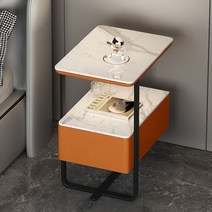 침대사이드테이블 원목침대협탁 2023 스마트 무선 충전 LED 라이트 침대 옆 테이블 모던하고 간단한 단단한 나무 무료 설치 침실 홈 캐비닛 신제품, 10.Drak Orange  48x40x48CM