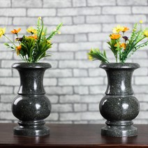 돌화병 묘지 산소 대리석 꽃병 항아리 도자기 성묘, 20CM