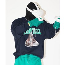 [빠른출고]/BEENTRILL 아치 로고 그래픽 오버핏 맨투맨(네이비)