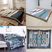 감성캠핑 보헤미안 엘파소 에스닉 니트블랭킷 예쁜카페트 차박블랭킷 쇼파커버 러그 카페트