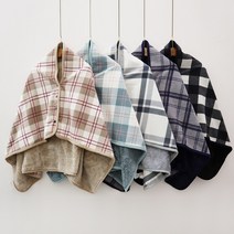 체크무늬 털 안감 극세사 똑딱이 어깨 망토 무릎 숄 이불 입는 담요 bg4033