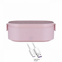 써모스 보온도시락 보온도시락 mini electric lunch box usb 충전 식품 히터 컨테이너 자동차 홈 휴대용 밥솥 따뜻한 스테인레스 스틸 점심 상자, 분홍색, 2, 800ml