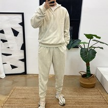 스토리원 남성 2pcs 플리스 트레이닝 세트 아노락 맨투맨 조거팬츠 바지 RKFM-SET06