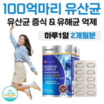 캐나다 예민한 장 건강 도움 프로 바이오틱 바이오틱스 100억 마리 보장 유산균 혼합 유상균 알루알루 포장 유해균 억제 락토바실러스 플랜타럼 람노서스 프락토 올리고당 신 바이오스틱, 2개월분, 500mg x 60캡슐 (하루 1캡슐)