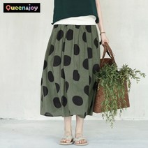 퀸앤조이 빈티지감성 빅도트 밴딩 롱스커트***판매자 퀸앤조이***