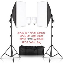 프롬프터 사진 50x70CM 소프트 박스 조명 키트 E27 전구가 있는 전문 시스템 스튜디오 장비, 30W LED Bulbs