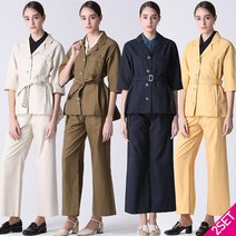 2SET [홈쇼핑방송/르오트(LeOT)] 코튼블렌디드 썸머 셋업 2종세트(자켓+팬츠)-사이즈 55∼88까지