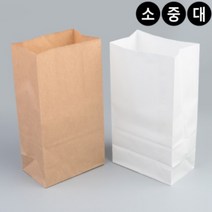 무지 크라프트 종이 봉투 갈색 각대 포장백 화이트 붕어빵 봉투집 군고구마 통닭 노루지 선물 포장 베이커리, 색상/사이즈, 중 - 화이트