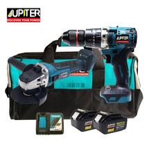 주피터 18V 충전 해머드릴 그라인더 콤보 배터리2개세트 가방포함 마끼다 18V 호환, 1개