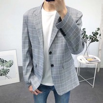 [신상무배]슬림핏 남자 글렌체크 스판 봄 싱글 자켓 2color