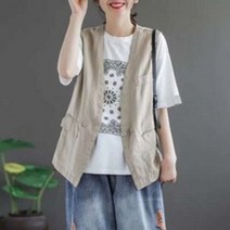 GRSOEZO 여성 린넨 조끼 pbv76
