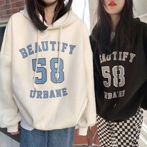 여성 겨울 오버핏 스타일 레터링 데일리 기모 후드티 남자 문구 강아지 애견 셔츠 가족티