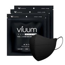 비움 새부리형 에코 브리즈 보건용 마스크 대형 KF94, 25매입, 3팩, 블랙