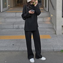 여성 바지 팬츠 와이드 투피스 일자 긴팔 롱 트레이닝