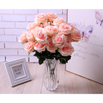 꽃풍선몰 예쁜 장미 조화꽃 - 10송이 프리미엄 장미, 밀크핑크