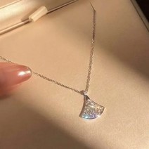 부채 펜던트 큐빅 14K 고급 금도금 체인 목걸이 알러지방지 패션 주얼리