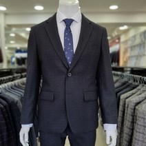 가르시아 남성 가을 겨울 프리미엄 슬림 네이비블루체크 빅사이즈 남자 정장 세트 수트 셋업