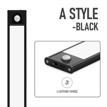 조도계 led 무선 모션 센서 야간 조명 인간 유도 usb 충전식 야간 조명 주방 복도, 스타일 블랙, 30cm-백색광