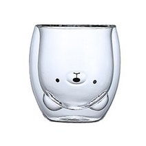 귀여운 내열강화 곰돌이 유리컵 어린이 커피 밀크글라스280ml, 투명곰