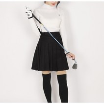 [MM스포츠]여성 겨울 기모 롱 사선 주름 플리츠 A라인 스커트 골프 치마