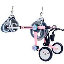 장애견 하반신 마비 보행기 휠체어 의족 바퀴 2륜, XS핑크럭셔리