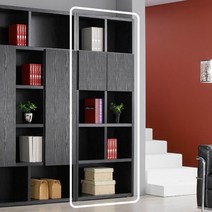 블랙 로만 문달린 5단높은 도어책장 가구 심플 자취 잡지다이 인테리어 공간활용 세련 탕비실