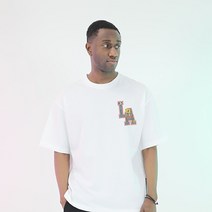 L~6XL 남여공용 사계절 면16수 오버핏 반팔 레이어드티 그래픽티셔츠 루즈핏 커플티 빅사이즈 면100% LA