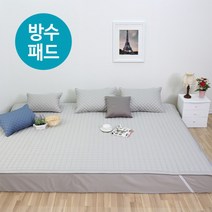 [아이닉스] 고정밴딩 순면 누빔 패밀리침대 방수패드 210 x 200(S+SS), 색상:그레이 방수패드