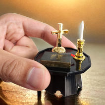 쥬얼포레 납골당 꾸미는 미니어쳐 골드 십자가 미니 성경책 성경 상차림 상 모형 봉안당 꾸미기 기독교 천주교 카톨릭 기도 기억 추석 설날 성묘 cross, 금색