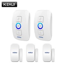 무선차임벨 문열림센서 초인종 일산화탄소경보기 차임벨 창문 경보기 센서 노래 옵션 도어 차임 홈 보안, 2수신기 3센서, 영국 플러그