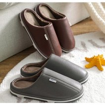 가죽겨울실내화 회사용 커플 실내 슬리퍼 남여공용 겨울철 털 푹신푹신한 거실화 사무실용, 그레이