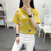 나루니(NARUNI) 여성티셔츠 별무늬 별모양 별프린팅 편한 빈티지 데일리