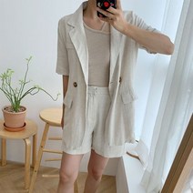 [바보사랑] 하프 린넨 자켓 팬츠 세트 -홀리우먼