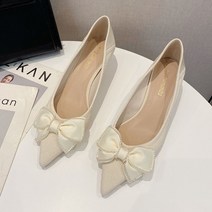 리본 여성수제화 발편한 구두 미들힐 결혼식 면접 구두