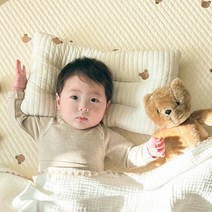 헤헤 유아 3중 경추 베개 항균 누빔 양면 아기 낮은, 토끼 자수