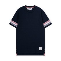 톰브라운 남성 삼선 텍스처 네이비 반팔티 MJS204A J0046 415