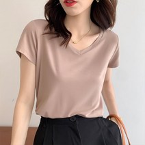 허니시스터 22ma17-2817 브이넥 모달 반팔 티셔츠