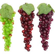 Halloluck 3 Bunches Artificial Grape Fake Grapes with Vines Lifelike Simulation Fruit Decorative for, 1