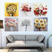 홈인데코 거실액자 침실그림 수작업 꽃그림액자 집들이선물 유화그림 캔버스액자 8종