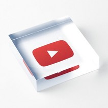 유튜브골드버튼 재생 버튼 심벌 마크 아크릴 블록 투명한 과정 인쇄 가족 사진 유행의, 15x15cm(6x6인치)