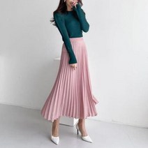옷자락 여자 A라인 플레어 튜튜 아코디언 밴딩 롱스커트