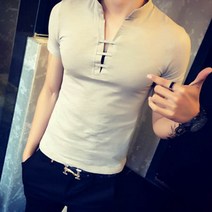 SW 남성 반팔티 슬림핏 중국느낌 V넥 티셔츠 G8390