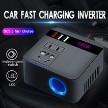 자동차 인버터 캠핑 자동차 인버터 150W 12V/24V DC ~ 시가 라이터 전원 공급 장치 어댑터 3.0 USB 충전기, 02 Black