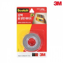 3M 스카치 scotch 강력 마운팅 폼 양면 테이프 2배 더 강력한 접착력, 3215 / 24mmx1.5m